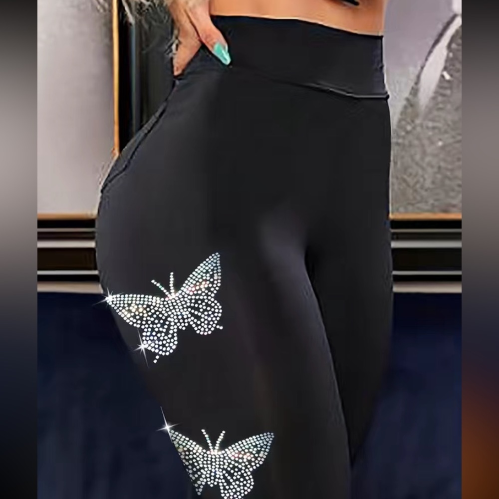 Butterfly Rhinestone Leggings - Picture 2 of 6